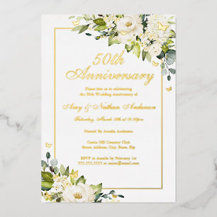 Invitation En Aluminium Fleur Golden Butterfly 50e anniversaire Mariage