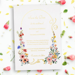 Invitation En Aluminium Fleur sauvage Arch Wedding Enregistrer la date