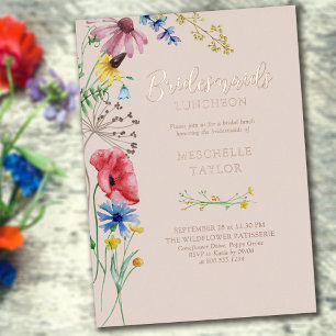 Invitation En Aluminium Fleur sauvage Bridesmaitres déjeuner Floral Rose G