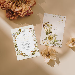 Invitation En Aluminium Fleur sauvage d'automne Boho   Mariage botanique