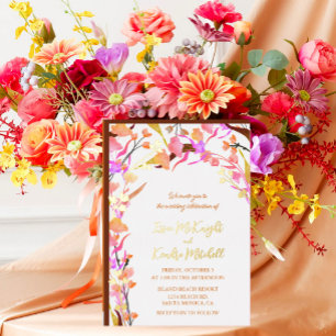 Invitation En Aluminium Fleur sauvage de Bohême Orange