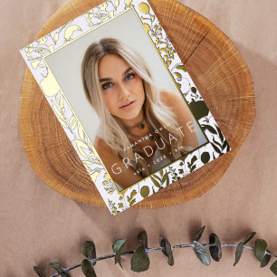 Invitation En Aluminium Fleur sauvage de presse Gold Leaf Foil Grad Faire-