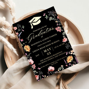 Invitation En Aluminium Fleur sauvage élégant Meadow Garden Twin Graduatio