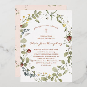 Invitation En Aluminium Fleur sauvage Floral Printemps Été Baptême 