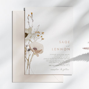 Invitation En Aluminium Fleur sauvage lunatique   Or Rose