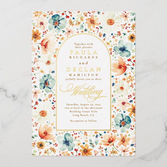 Invitation En Aluminium Fleur sauvage Meadow Garden Floral Boho Mariage de (Recto)
