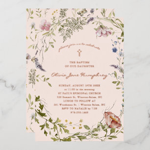 Invitation En Aluminium Fleur sauvage Printemps Été Floral Baptême 