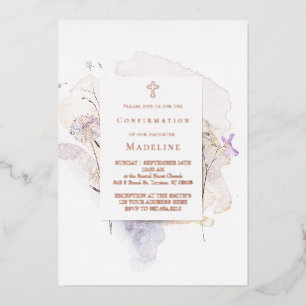 Invitation En Aluminium fleurs aquarelle Confirmation