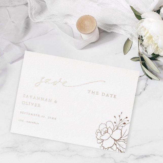 Invitation En Aluminium Fleurs blanches avec dorure et Save the Date (Créateur téléchargé)