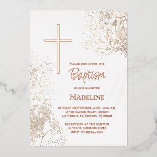 Invitation En Aluminium fleurs blanches de baby's breath Baptême