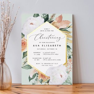 Invitation En Aluminium Fleurs Bohèmes pour un Baptême Moderne