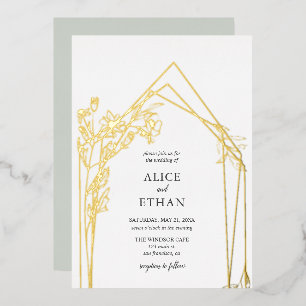 Invitation En Aluminium Fleurs Boho Mariage Géométrique