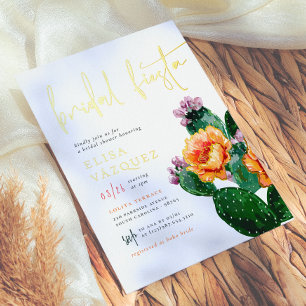Invitation En Aluminium Fleurs de cactus brillantes Fête de mariage coloré