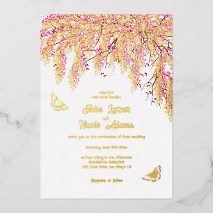 Invitation En Aluminium Fleurs de cerisier roses douche florale mariage