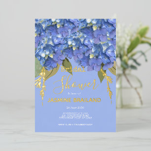 Invitation En Aluminium Fleurs de Hortensia Bleu Mariage Personnalisé