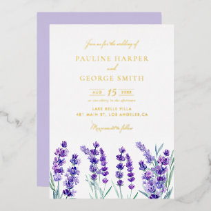 Invitation En Aluminium Fleurs de Lavande à l'Aquarelle Mariage de Printem