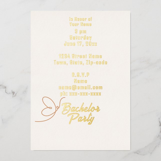 Invitation En Aluminium Fleurs de Pêche Tropicales Célibataire (Recto)