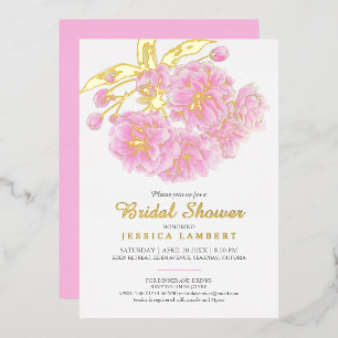 Invitation En Aluminium Fleurs de printemps rose douche nuptiale