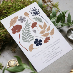 Invitation En Aluminium Fleurs de séquoia bleu simple Floral Mariage moder