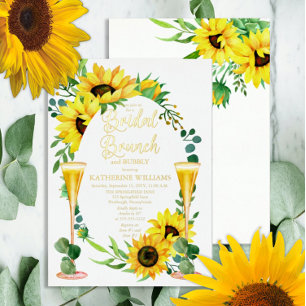 Invitation En Aluminium Fleurs de soleil Brunch nuptiale   Cadre Floral Eu