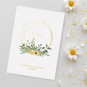 Invitation En Aluminium Fleurs de soleil Romantique Chic Floral Wreath Rea