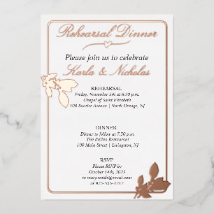 Invitation En Aluminium Fleurs de Tulipe Blanches Dîner de Répétition