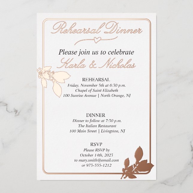 Invitation En Aluminium Fleurs de Tulipe Blanches Dîner de Répétition (Recto)