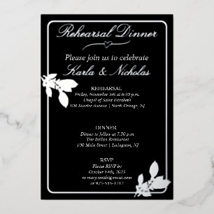 Invitation En Aluminium Fleurs de Tulipe Noires Dîner de Répétition