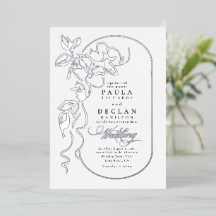 Invitation En Aluminium Fleurs Dessin Boho Mariage élégant Argent