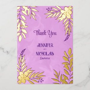 Invitation En Aluminium Fleurs élégantes et ornements Feuille pour Mariage