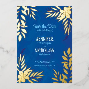 Invitation En Aluminium Fleurs élégantes et ornements Feuille pour Mariage