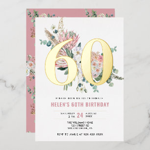 Invitation En Aluminium Fleurs élégantes modernes rose poussiéreux tout âg