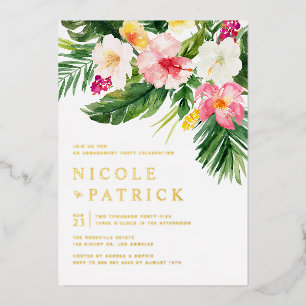 Invitation En Aluminium Fleurs et verdure Fête d'annonce de fiançailles tr