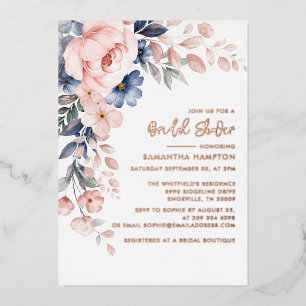 Invitation En Aluminium Fleurs Florales Roses Salle de Mariage Rose Gold