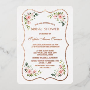 Invitation En Aluminium Fleurs Roses de Luxe Cadre en Or Rose Shower de Ma
