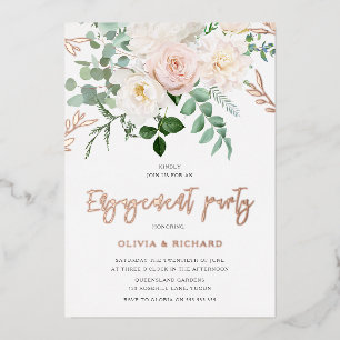 Invitation En Aluminium Fleurs roses et ivoire Fête de fiançailles Rose Go