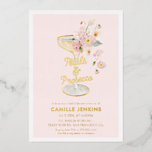Invitation En Aluminium Fleurs roses et prosecco pour l'enterrement de vie