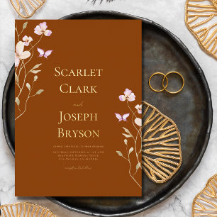 Invitation En Aluminium Fleurs sauvages d'automne dorées en terre cuite po