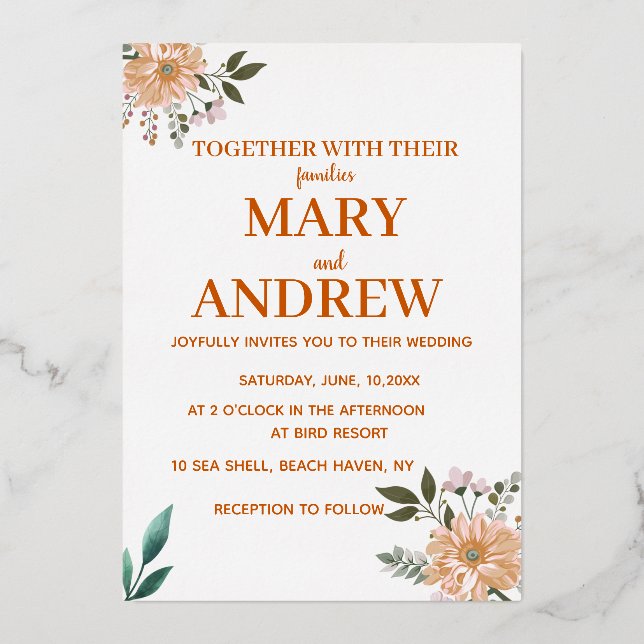Invitation En Aluminium Fleurs sauvages en fleurs  (Recto)