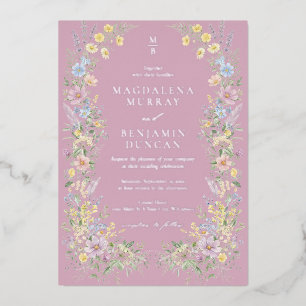 Invitation En Aluminium Fleurs sauvages pastel Prairies Mariage Régence Vi