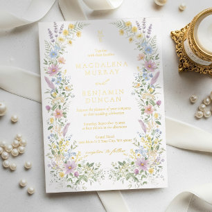 Invitation En Aluminium Fleurs sauvages pastel Prairies Mariage Régence Vi