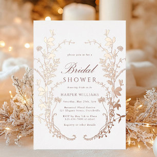 Invitation En Aluminium Fleurs sauvages Silhouette Rose Gold Fête de maria