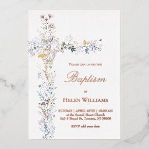 Invitation En Aluminium fleurs sauvages traversent Baptême
