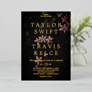 Invitation En Aluminium Fleurs violettes lunatiques   Mariage à motif noir