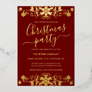 Invitation En Aluminium Flocon de neige à neige rouge Fête de Noël d'entre