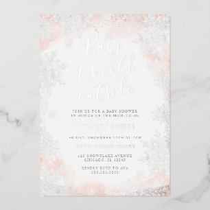 Invitation En Aluminium Flocon de neige Bébé il fait froid à l'extérieur d