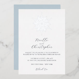 Invitation En Aluminium Flocon de neige élégant de mariage d'hiver en feui