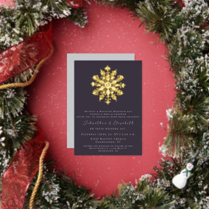 Invitation En Aluminium Flocon de neige minimaliste Mariage Violet Plum
