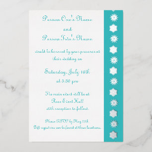 Invitation En Aluminium Flocons de neige d'hiver en feuille de turquoise I