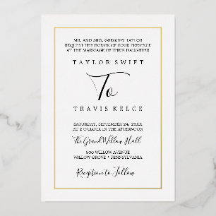 Invitation En Aluminium Floral Doré Mariage Formel Feuille D'Or